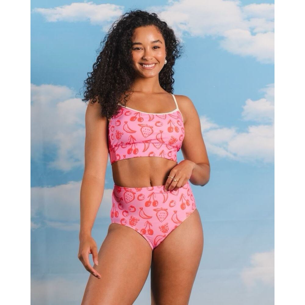 Lime Ricki x TruFru Fruity Doodles Bralette Pink/Red Size Medium NWT